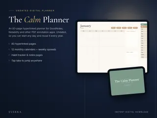The Calm Planner on a tablet